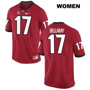 Women's Georgia Bulldogs NCAA #17 Davin Bellamy Nike Stitched Red Authentic College Football Jersey SAR2454OW